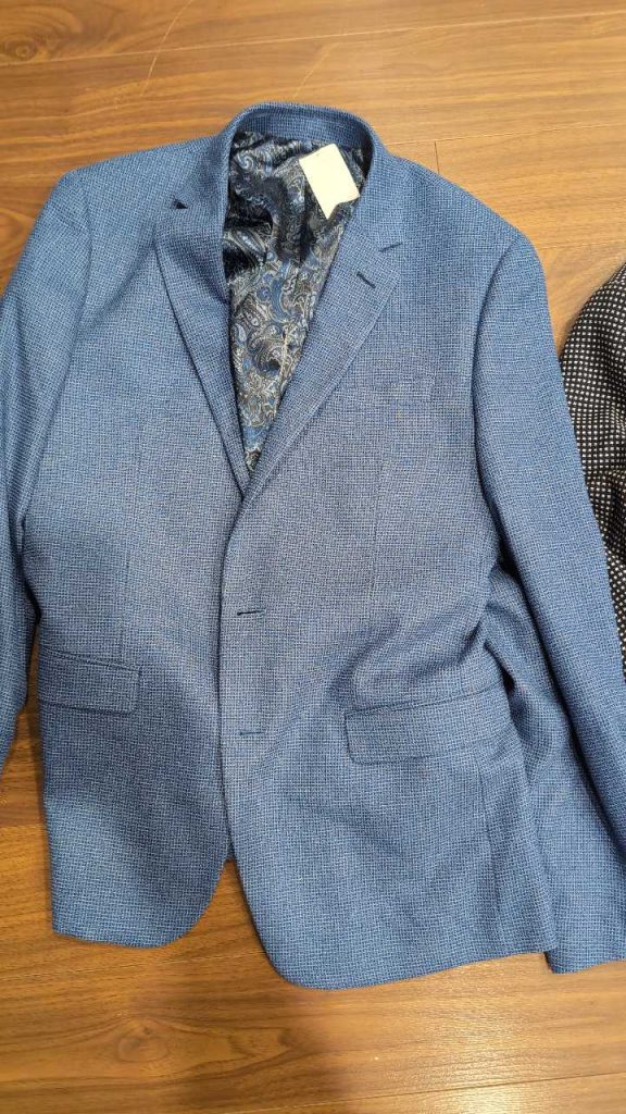 BLZ-007 — Light Blue Textured Blazer (Paisley Lining)