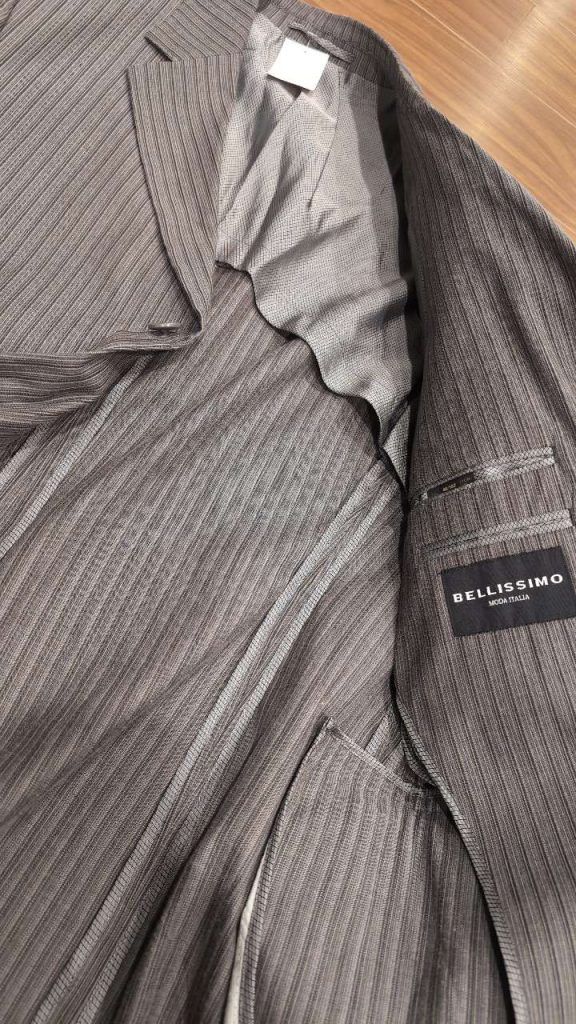 BLZ-011 — Grey Vertical-Stripe Casual Blazer (Bellissimo)