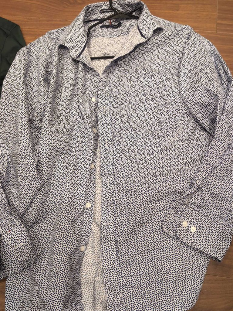 S-003 — White and Navy Microprint Shirt (Tommy Hilfiger)