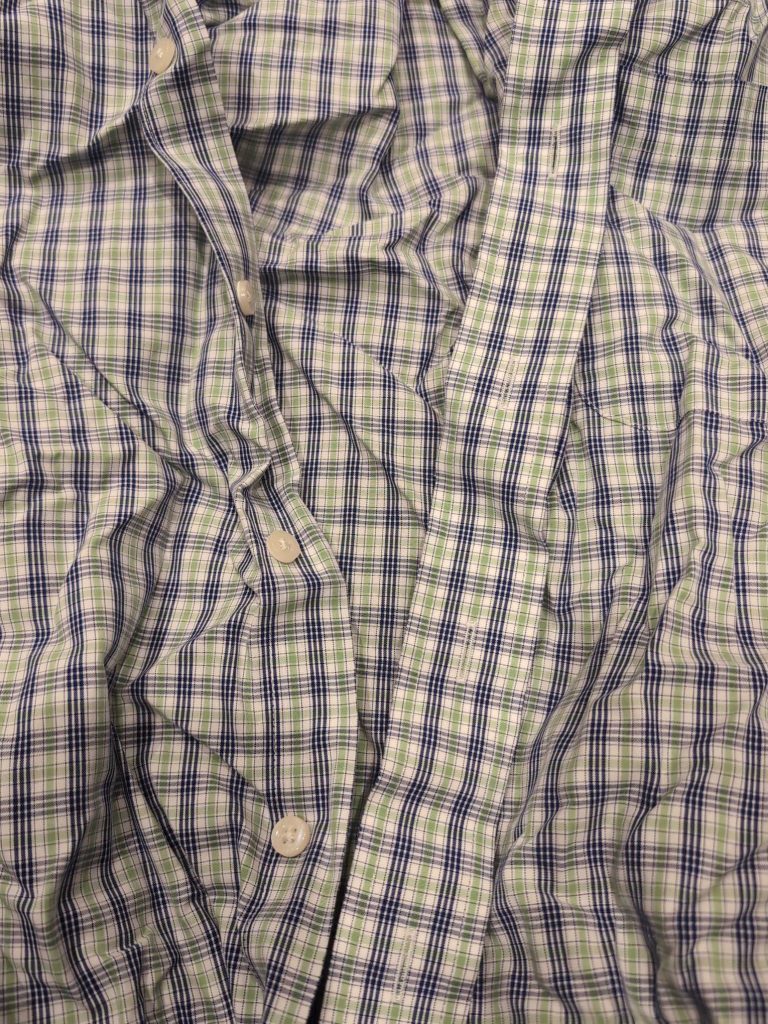 S-010 — Green and Navy Plaid Shirt (Kirkland Signature)