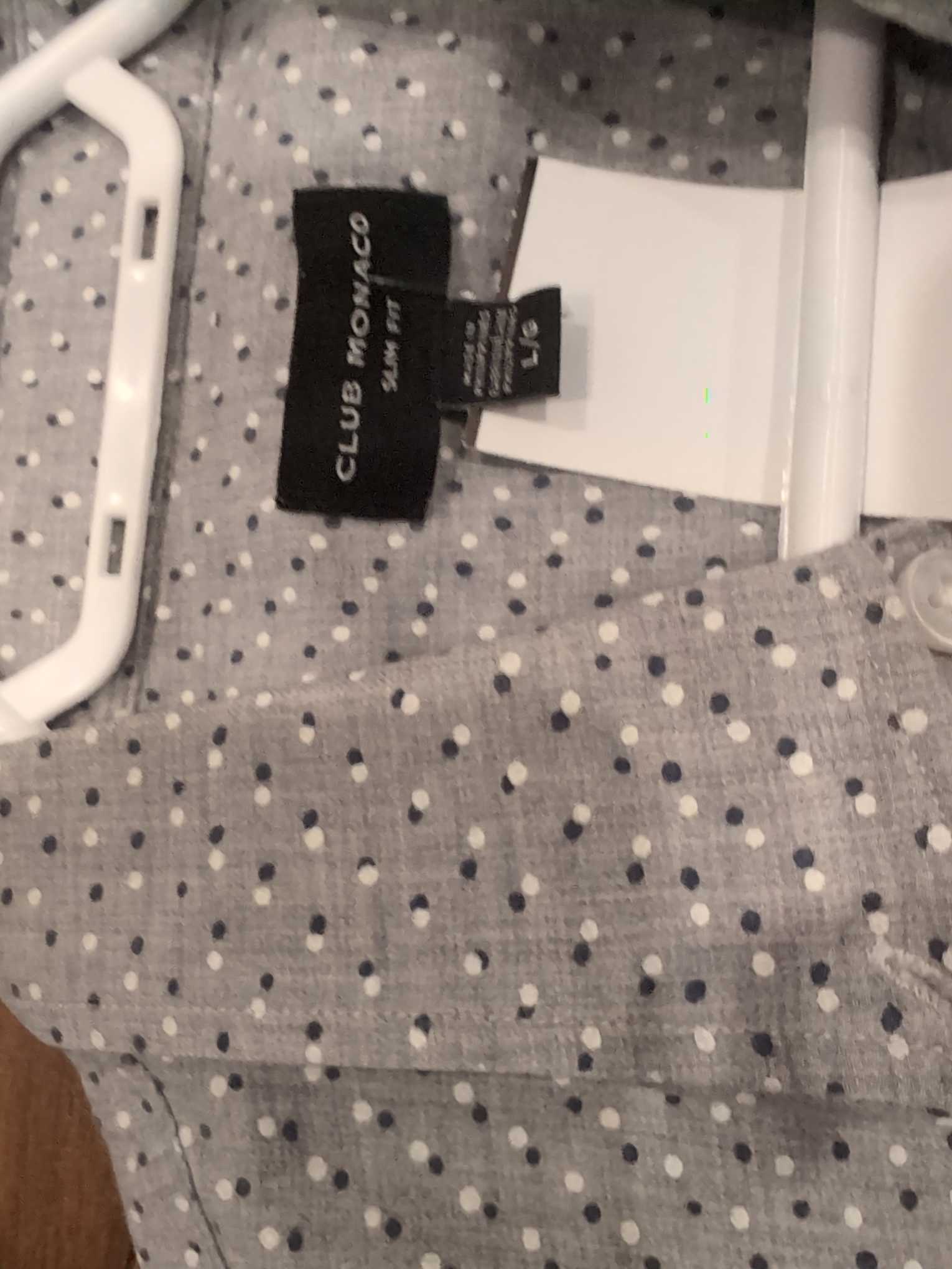 S-014 — Light Grey Polka Dot Shirt (Club Monaco)